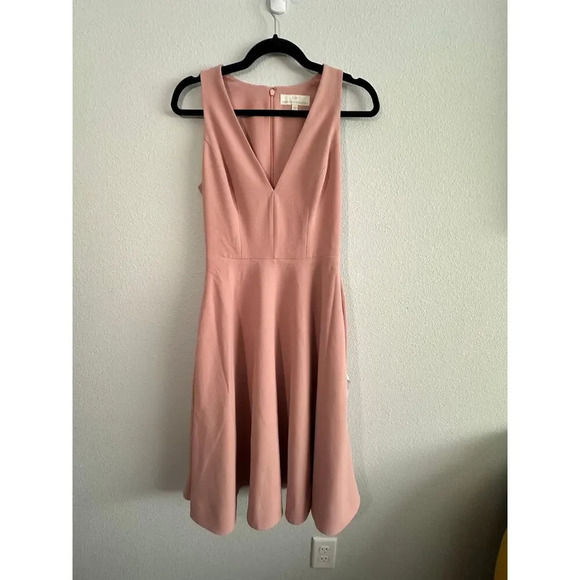 NWT Dress the Population Catalina Fit & Flare Cocktail Midi Dress Size S Blush - Picture 4 of 16